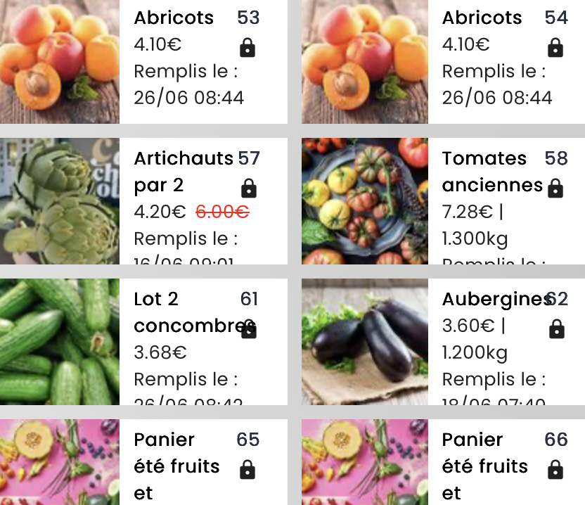 Vue des casiers remplis par le gérant, grâce à son application de gestion